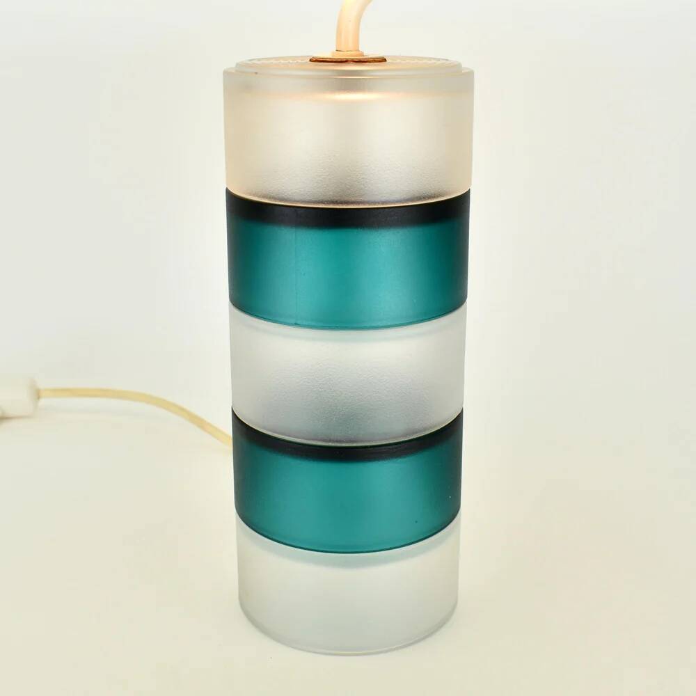 Scandinavian vintage modernist teal and clear glass table lamp