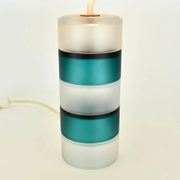 Lampe de table scandinave vintage moderniste bleu sarcelle et verre clair