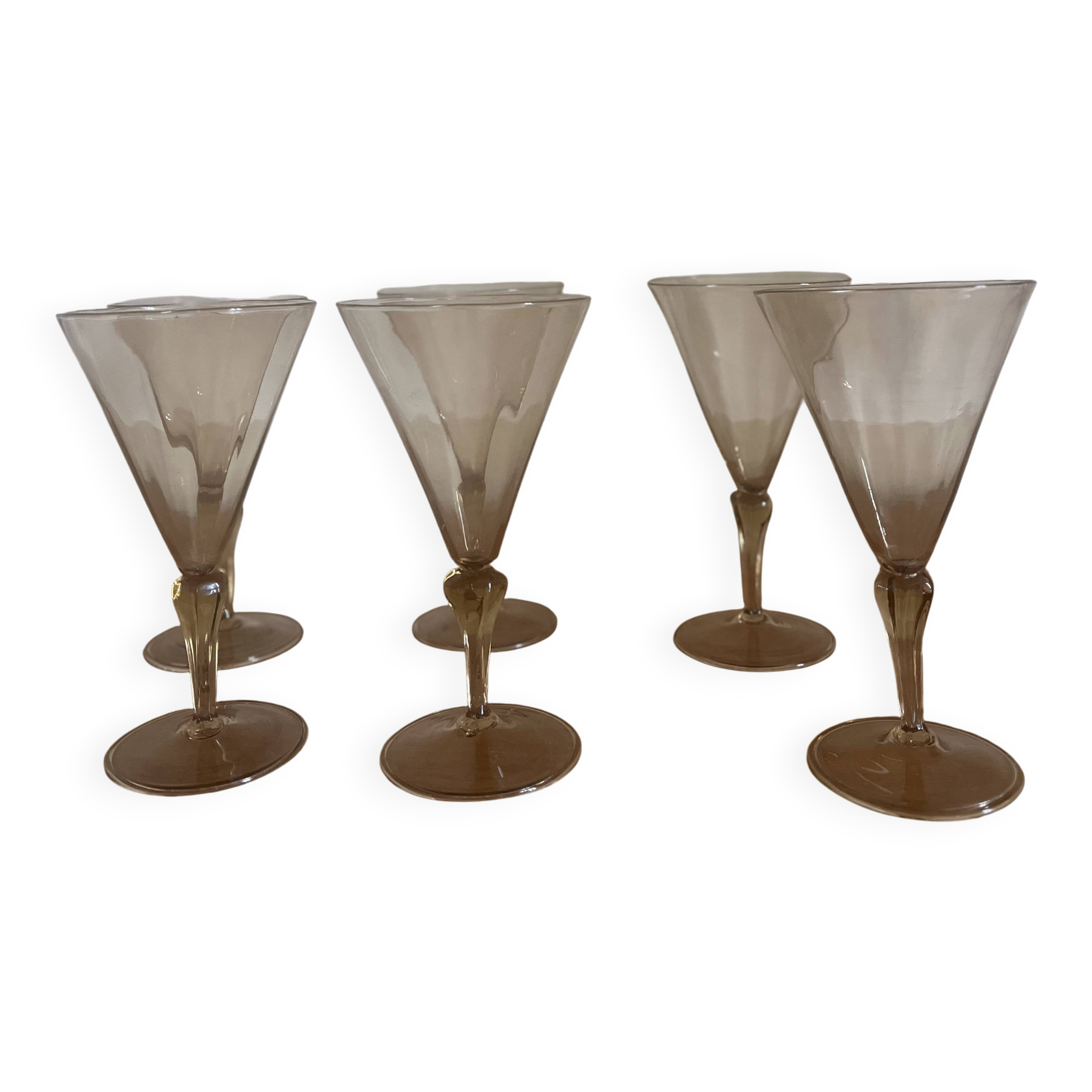 6 Art Deco Murano glass water glasses by Venini by Vittorio Zecchin