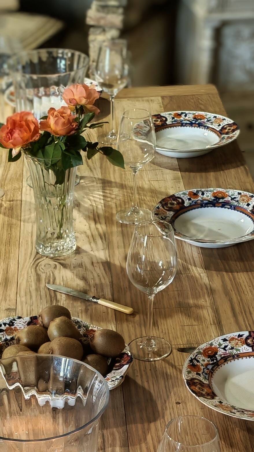Solid oak farmhouse table "brut" 247x89, top "chocolate oak"