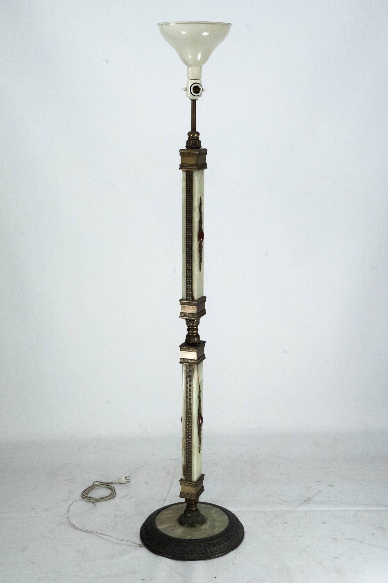 Rare Italian Hollywood Regency Onyx and Bronze Floor Lamp, 1970s