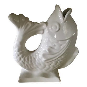 Vase en céramique blanche forme poisson