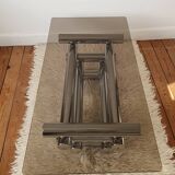 70s designer chrome base coffee table