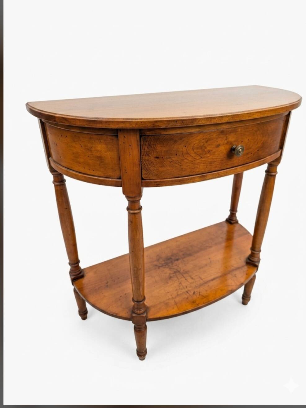 Half-moon console in solid cherry wood