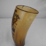 Old glass horn african art senegal lac rose vintage horn glass african art