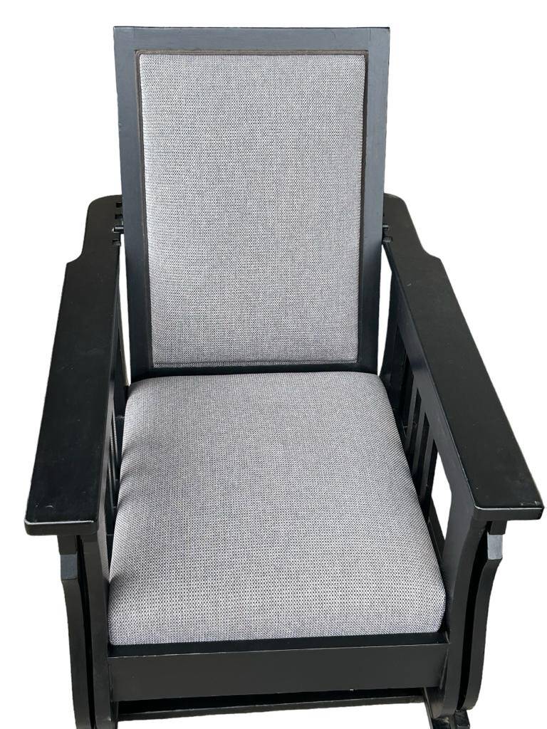 Important Pair Of Black Lacquered Rocking Armchairs Circa 1920 - 30