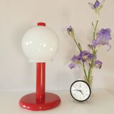 Mushroom lamp in lacquered steel and opaline, bubble gum, space age, 1970