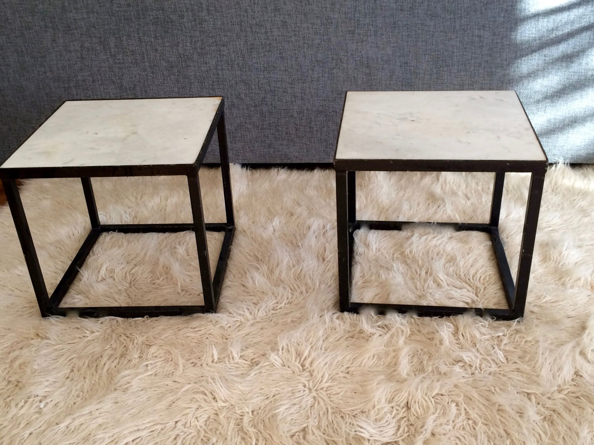 Sofa pieces, bedside tables, marble