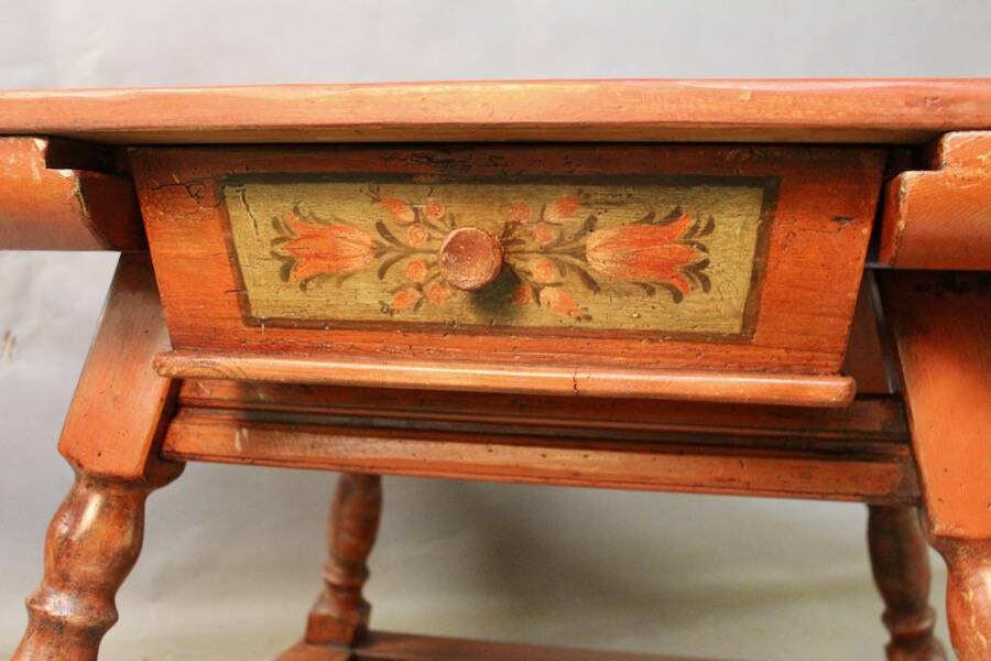 19th-century painted wooden changing table