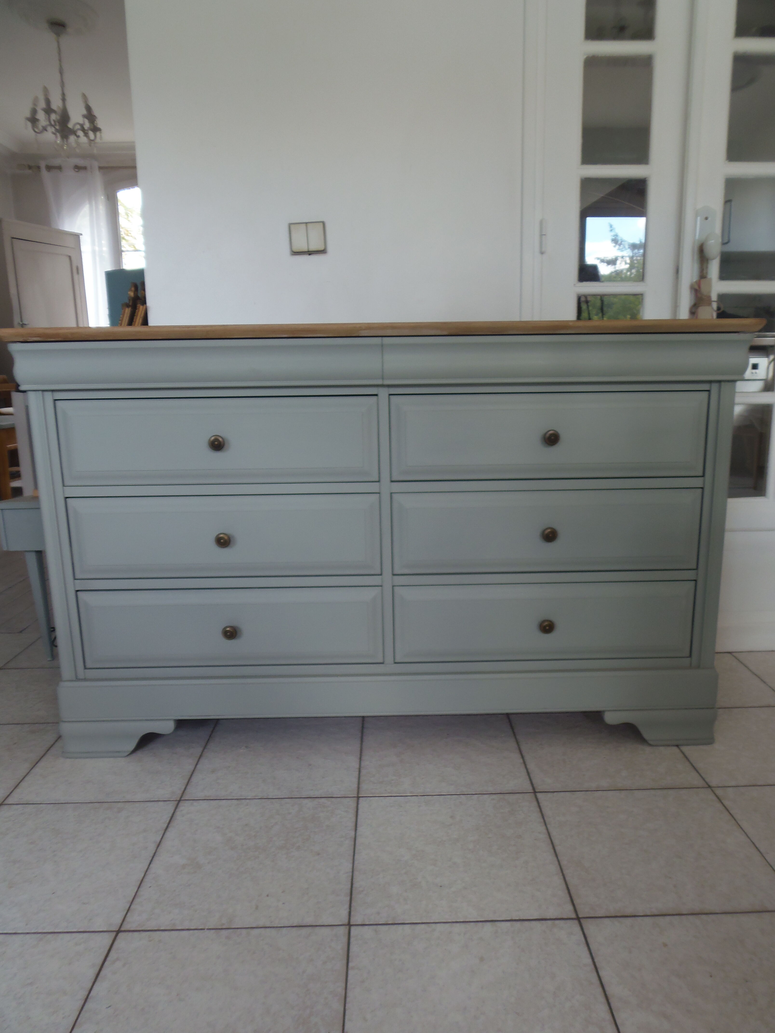 Louis Philippe style chest of drawers, 8 drawers green of gray