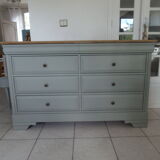 Louis Philippe style chest of drawers, 8 drawers green of gray