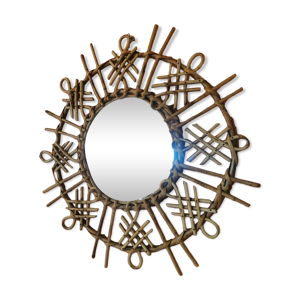 miroir vintage en rotin