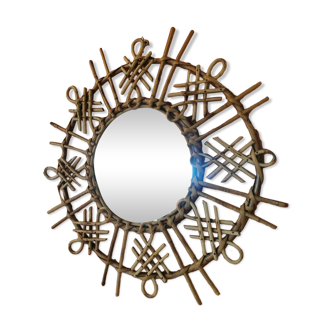 Miroir vintage en rotin