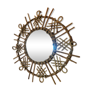Miroir vintage en rotin
