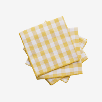 Lot de 4 serviettes vichy jaune