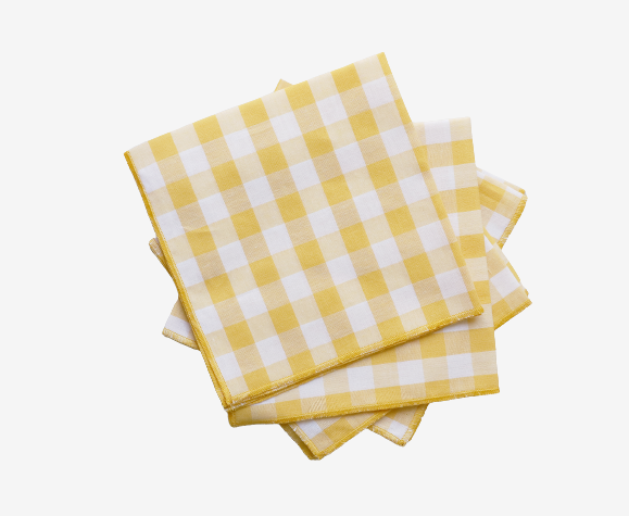 Lot de 4 serviettes vichy jaune