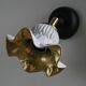 Antique wall light in gray and gold painted glass - brass socket
