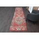 1970s Turkish Oushak Handmade Wool Cotton Red Runner Rug 86x344
