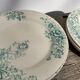 8 Terre de fer plates Anémones Bertrand Bordeaux old in green ceramic decorated with flowers