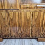 Restored Mid-Century Flame Walnut Highboard with Bar Cabinet - 1960s