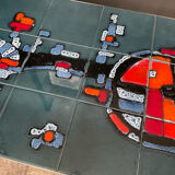 Coffee table in signed ceramic and chromed metal 70s