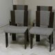 Wood and tweed chairs by Acerbis International, Italy, 1980s, set of 4.