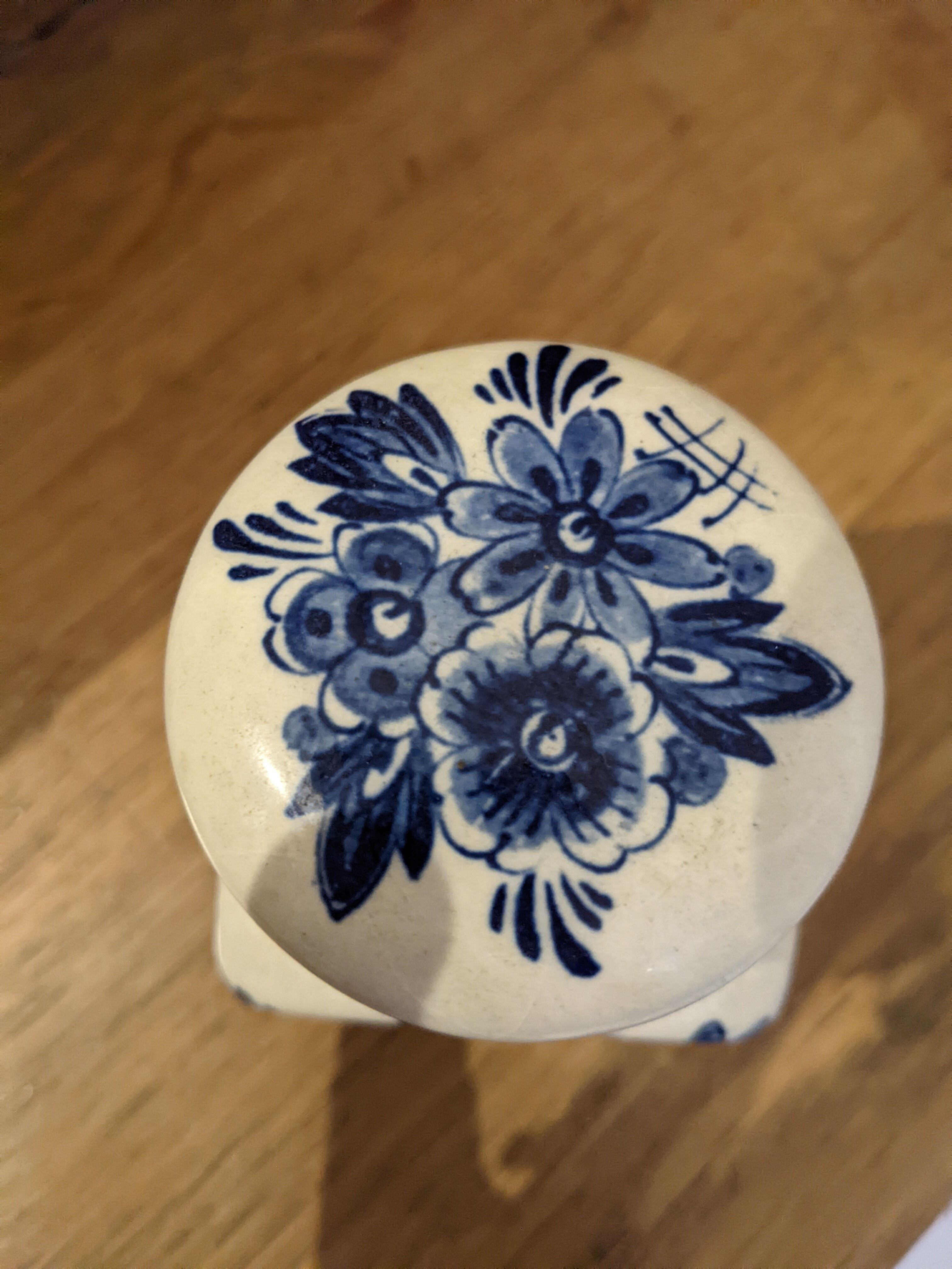 Blue apothecary pot hand-painted porcelain