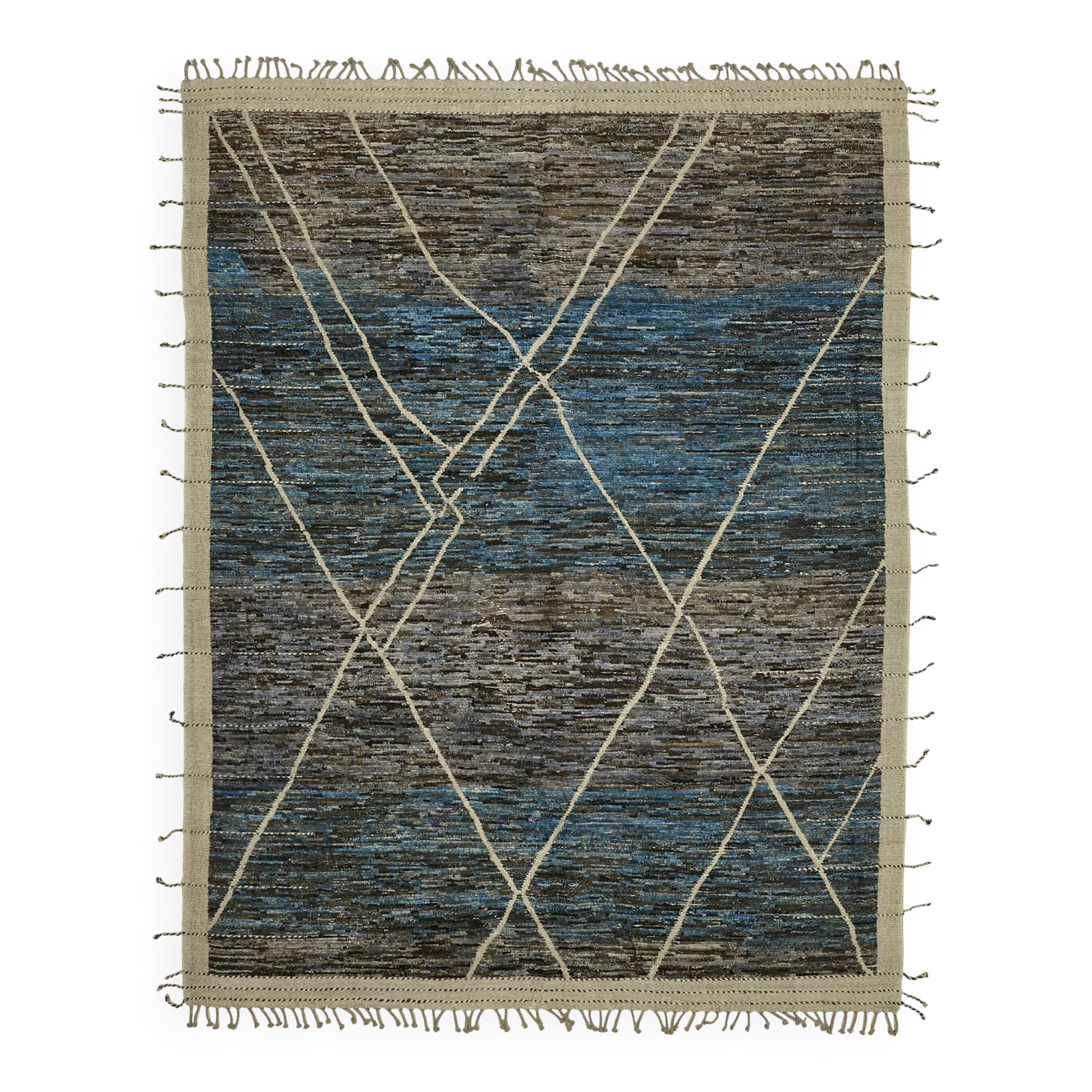Hand-Knotted Turkish Contemporary 280 cm x 363 cm Blue Wool Carpet