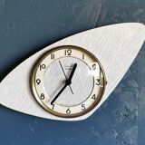 Vintage formica clock asymmetrical silent wall clock "Vedette transistor gray"