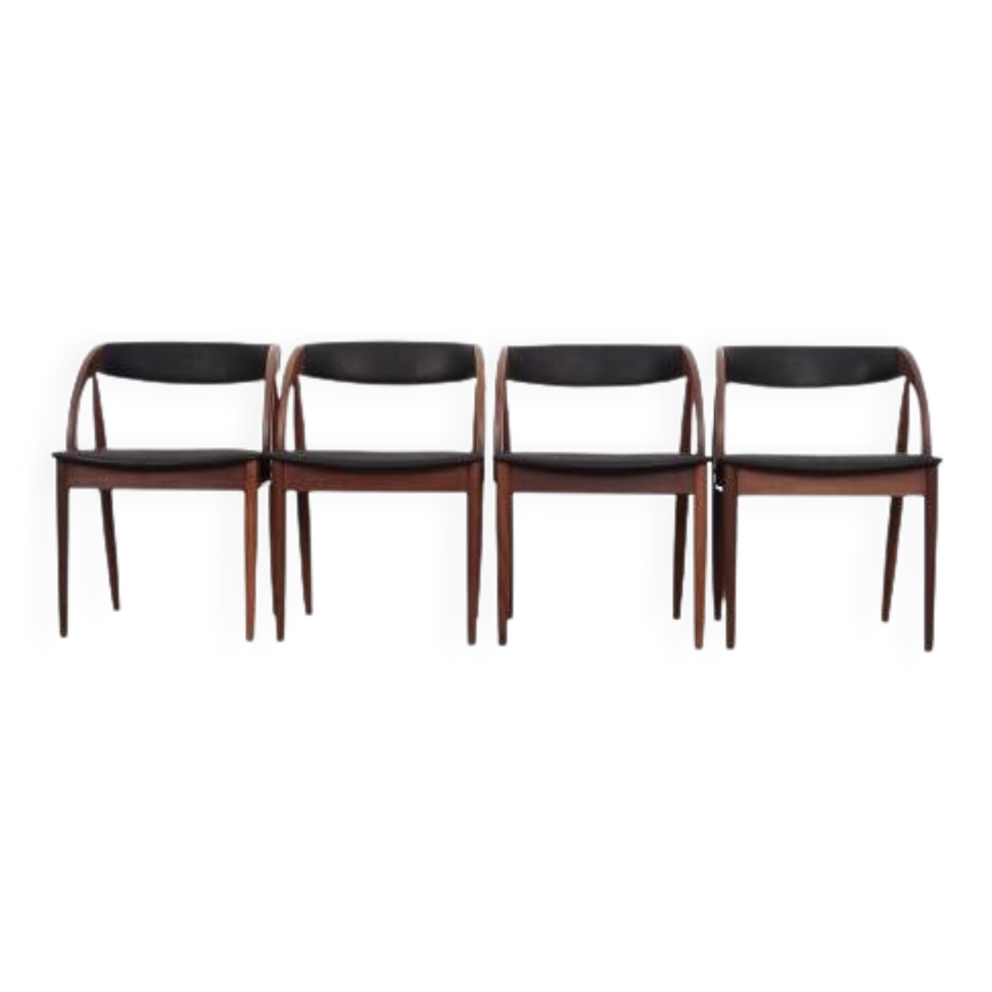 Ensemble de quatre chaises en teck, design danois, années 1970, fabricant : Orte Mobelfabrik