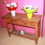 Console 2 drawers in aged tinted pine