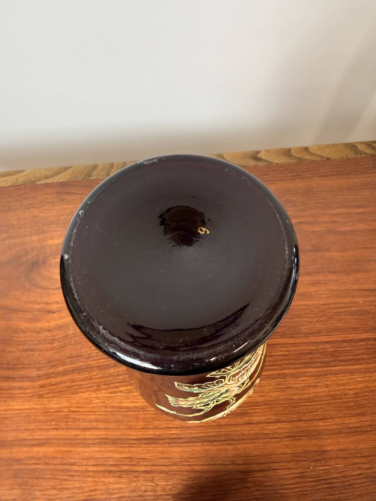 Antique Legras vase – Purple enamelled glass with gold – Art Nouveau