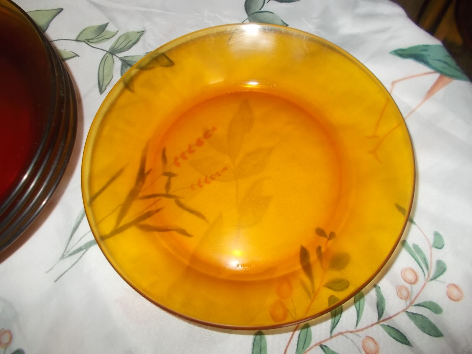 Lot of 5 yellow Duralex deep plates.