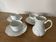 ensemble de 3 tasses à café avec petit pot à lait assorti