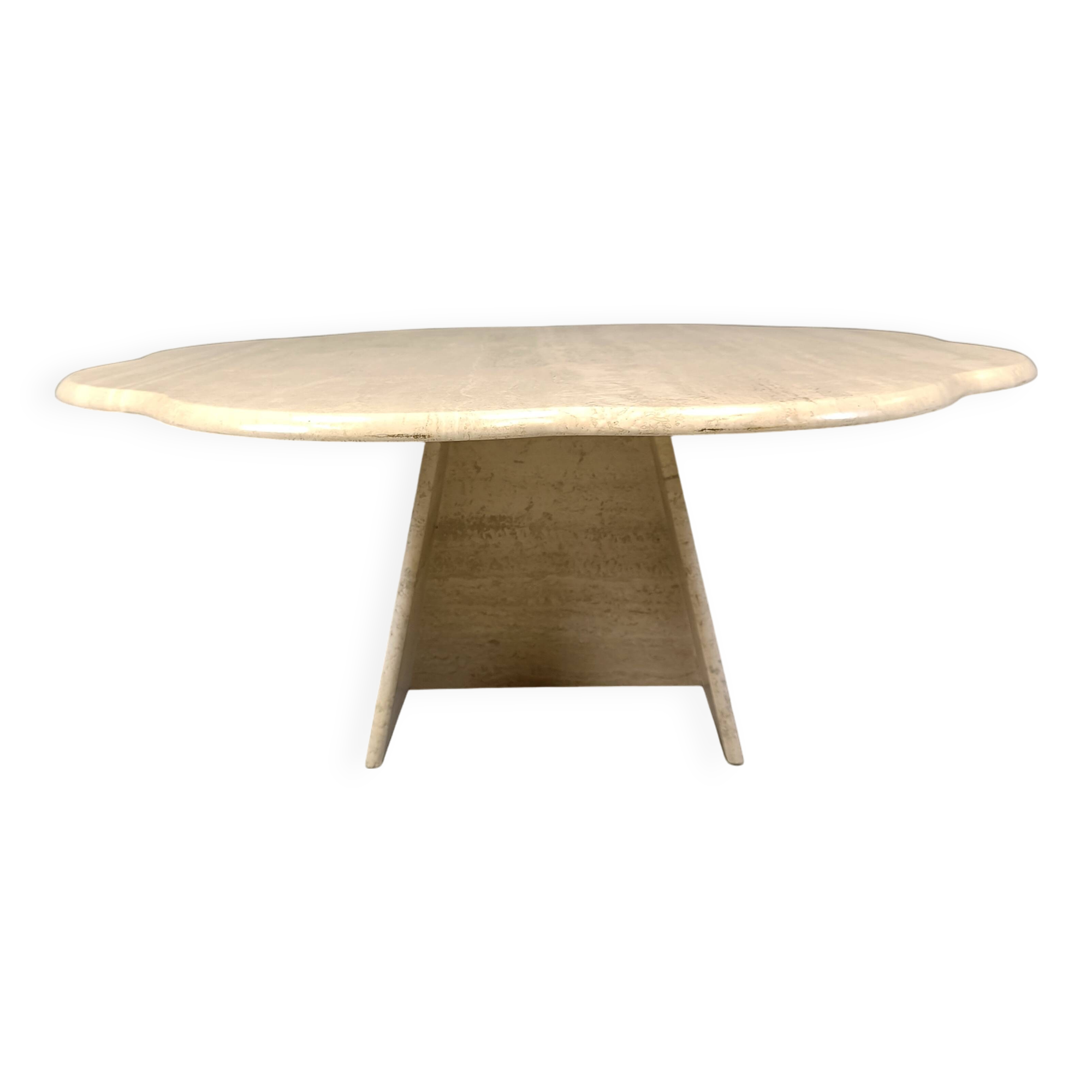 Vintage flower shaped travertine coffee table, 1970s