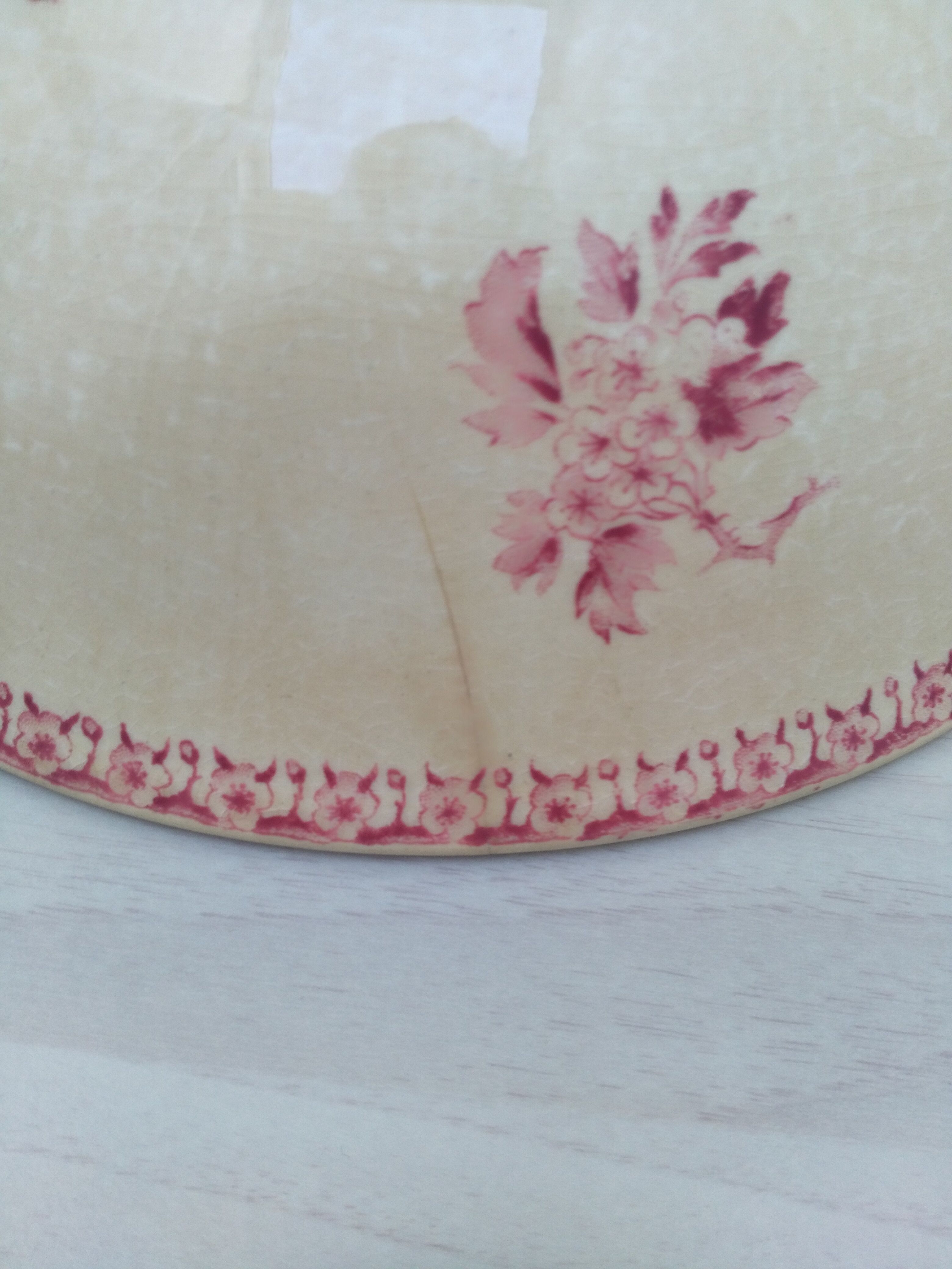 Salad bowl on foot in iron earth of Gien model Pink hawthorn