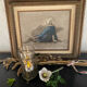 Antique glass and bronze candlestick
