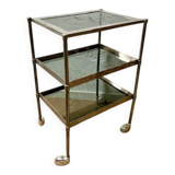 Glass and metal rolling table / serving trolley