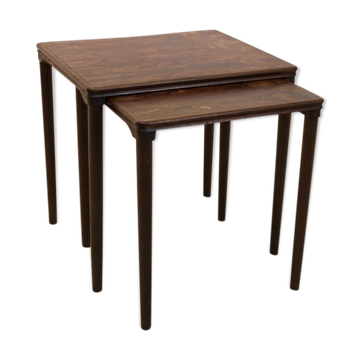 Danish set dark Oak Nesting Tables by E. W. Bach for Møbelfabrikken Toften, 1960s