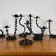 7 wrought iron candle holders in brutalist chain style