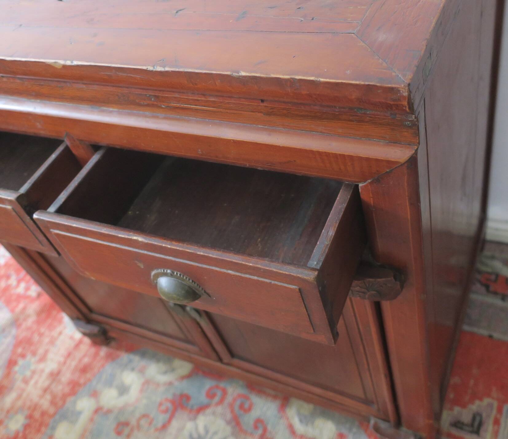 Antique painted 2  door cabinet qith 2  drawers, 1910