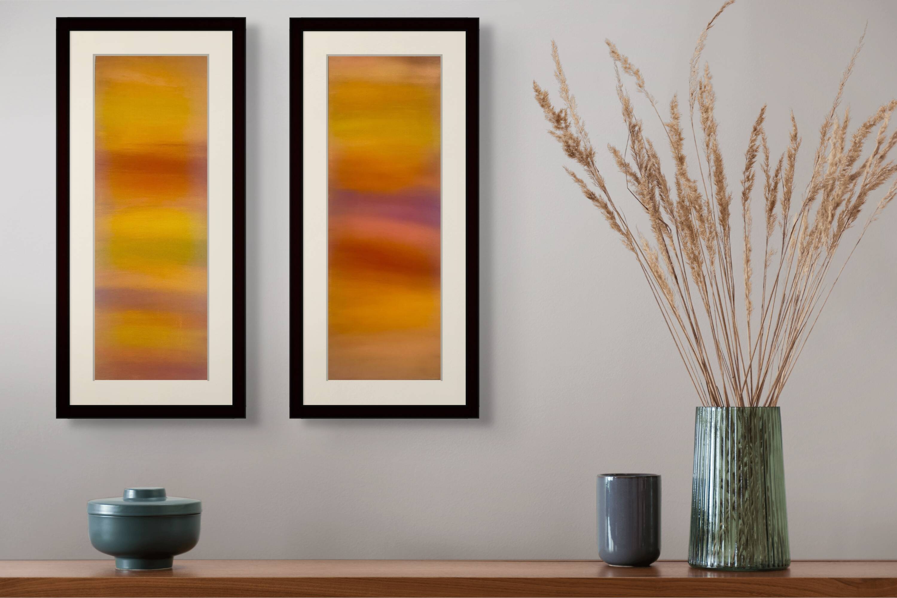 Two pastel drawings 'Diptych Sentier des Ocres' by Atelier Cléophée