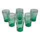 7 Retro emerald green glasses, 20 cl each, France, vintage 1970s