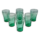 7 Retro emerald green glasses, 20 cl each, France, vintage 1970s