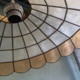 70s mother-of-pearl and brass pendant light