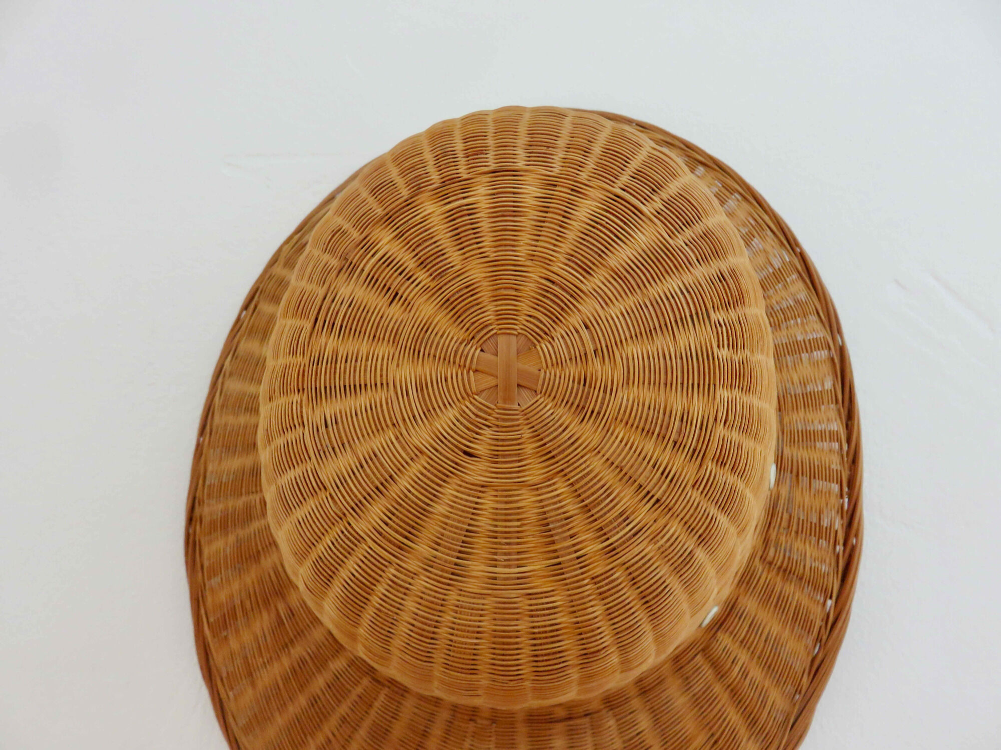 Hat, colonial rattan helmet, wicker 70s