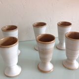 Suite of six mazagrans in grey-beige / vintage ceramic 70s-80s