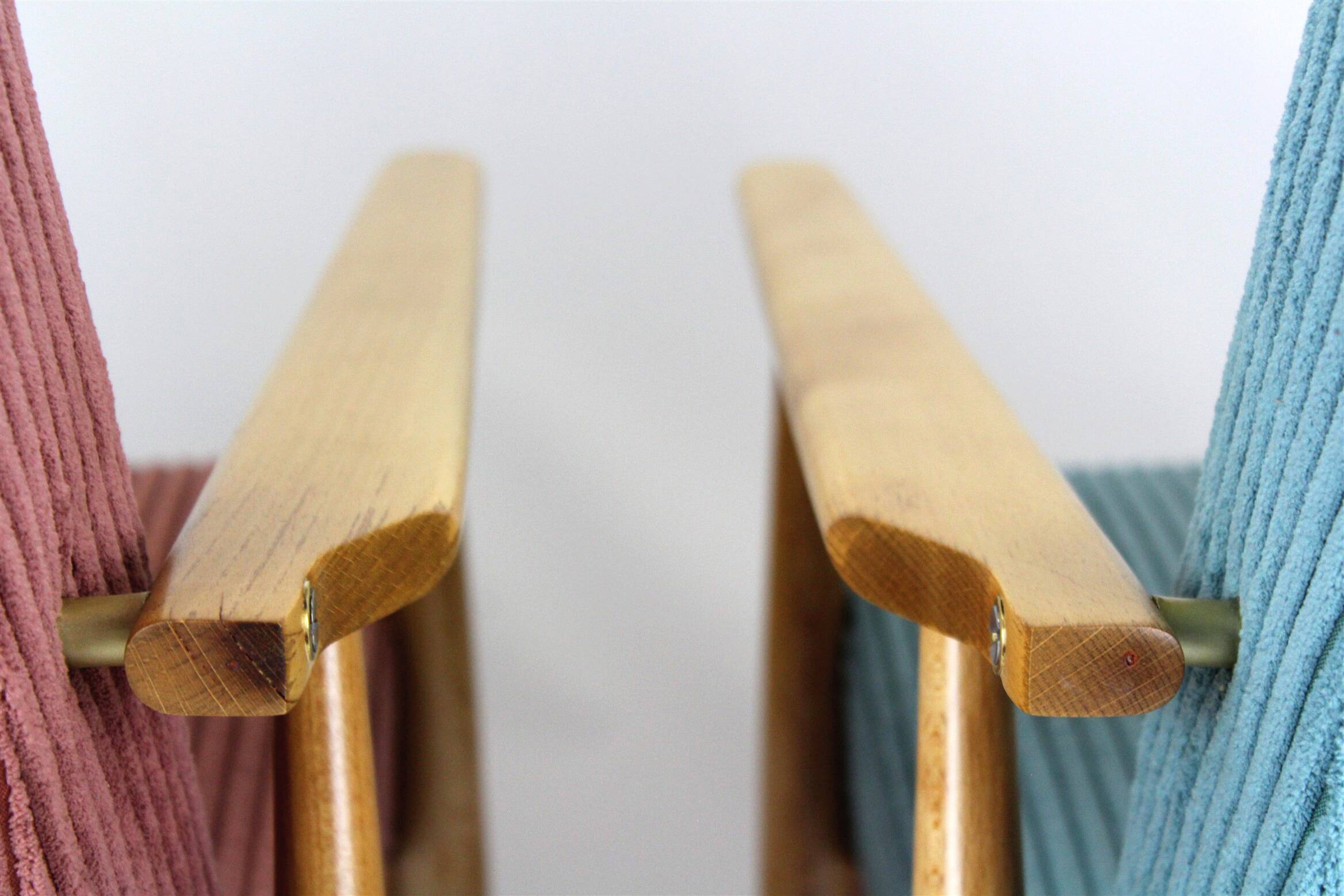 Restored Mid-Century Pink & Turquoise Beech Armchairs, 1960s, Set of 2