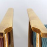 Restored Mid-Century Pink & Turquoise Beech Armchairs, 1960s, Set of 2