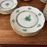 Gorgeous Herend Hungary Apponyi Chinese Bouquet Green Complete Dinner, Brea